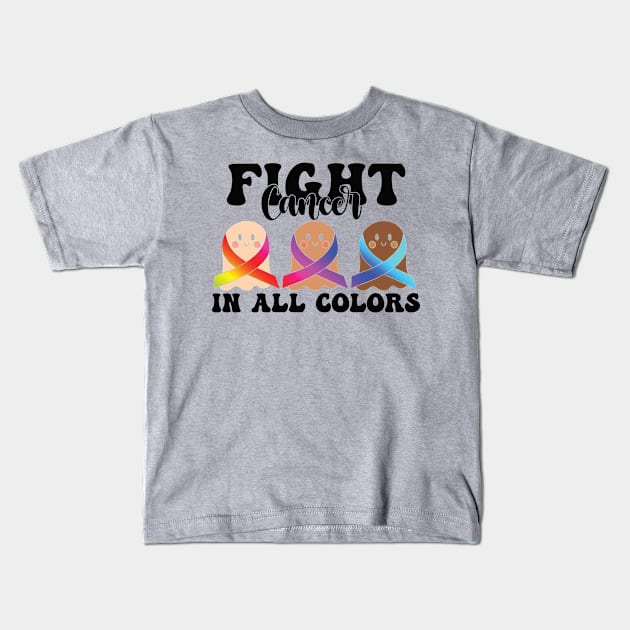 Fight Cancer in all colors Breast Cancer Awareness Mental Health Autism Awareness Kids T-Shirt by Gaming champion